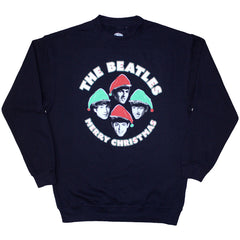The Beatles Unisex Sweatshirt Xmas Hats - Navy Blue
