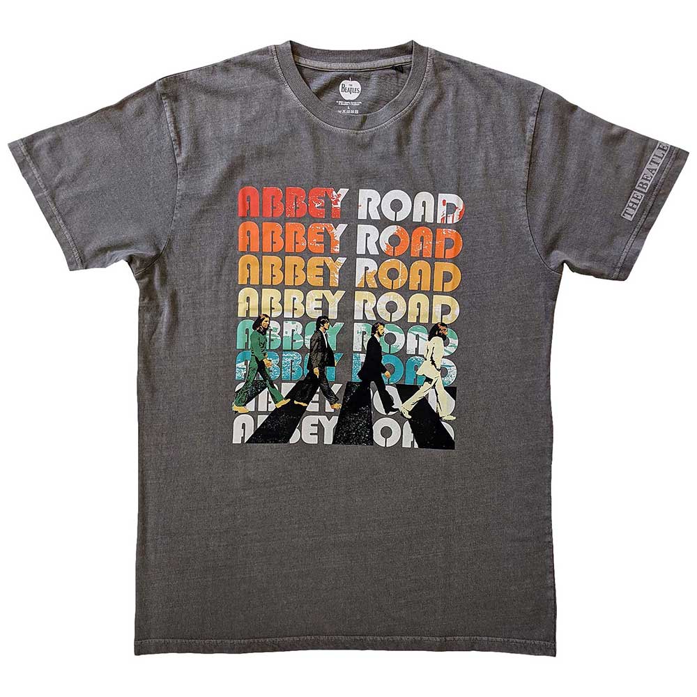 The Beatles Unisex T-Shirt Abbey Stacked - Charcoal Grey