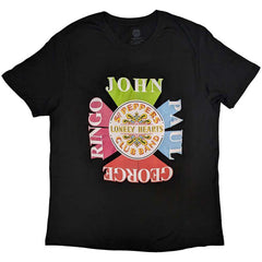 The Beatles Unisex T-Shirt Sgt Pepper Drum & Names - Black