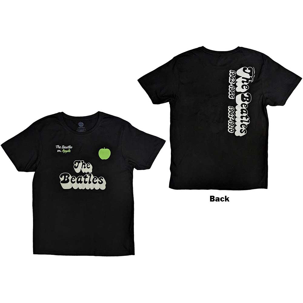 The Beatles Unisex T-Shirt 70s Logo & Years - Black