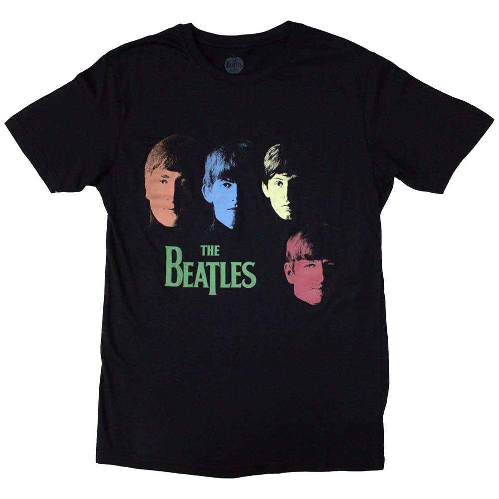 The Beatles Unisex T-Shirt Colour Faces - Black