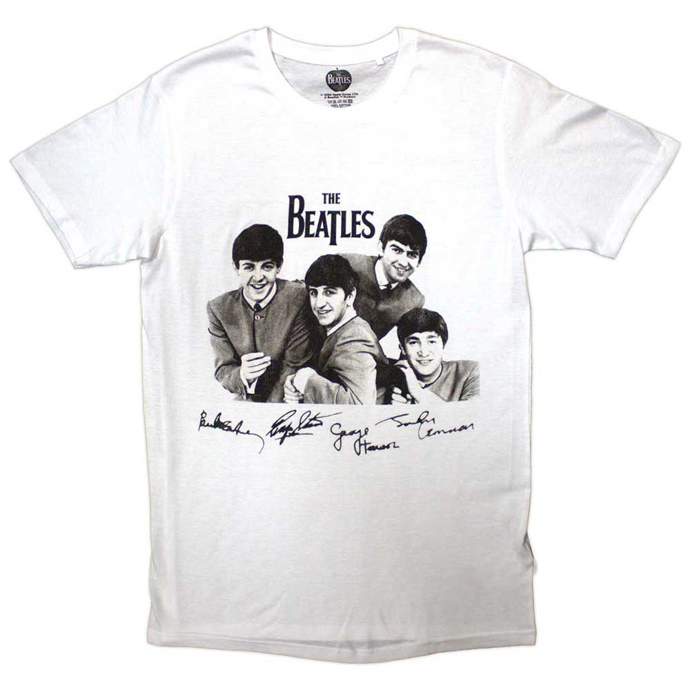 The Beatles Unisex T-Shirt Mop Tops & Signatures - White