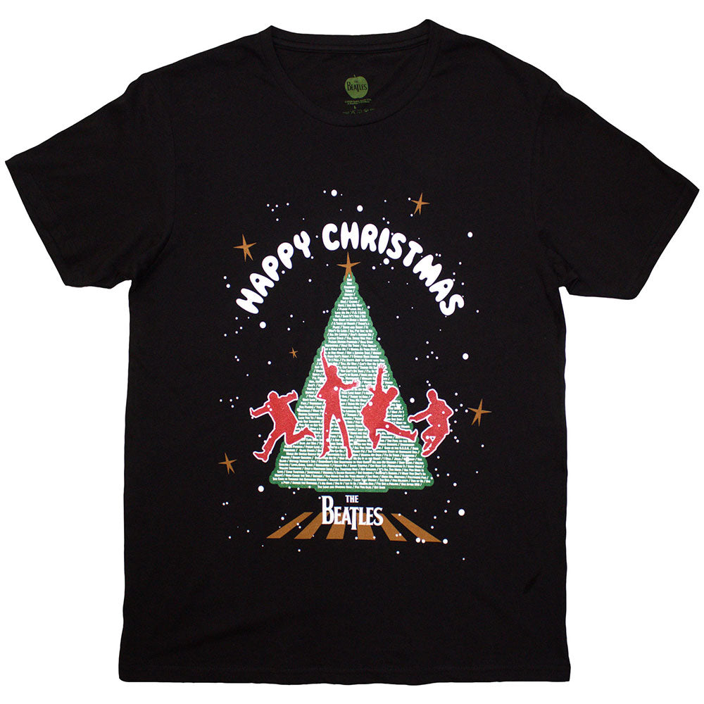 The Beatles Unisex T-Shirt Christmas Tree - Black
