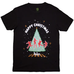 The Beatles Unisex T-Shirt Christmas Tree - Black