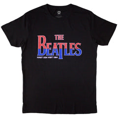 The Beatles Unisex T-Shirt First USA Visit - Black