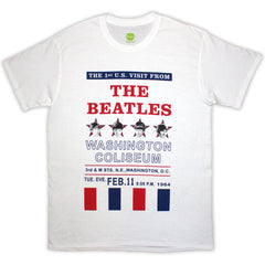 The Beatles Unisex T-Shirt Washington '64 Stars & Stripes - White