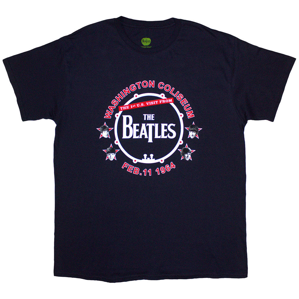 The Beatles Unisex T-Shirt Washington '64 Drum - Navy Blue