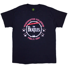 The Beatles Unisex T-Shirt Washington '64 Drum - Navy Blue