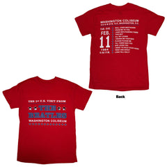 The Beatles Unisex T-Shirt Washington '64 Stars Setlist - Red