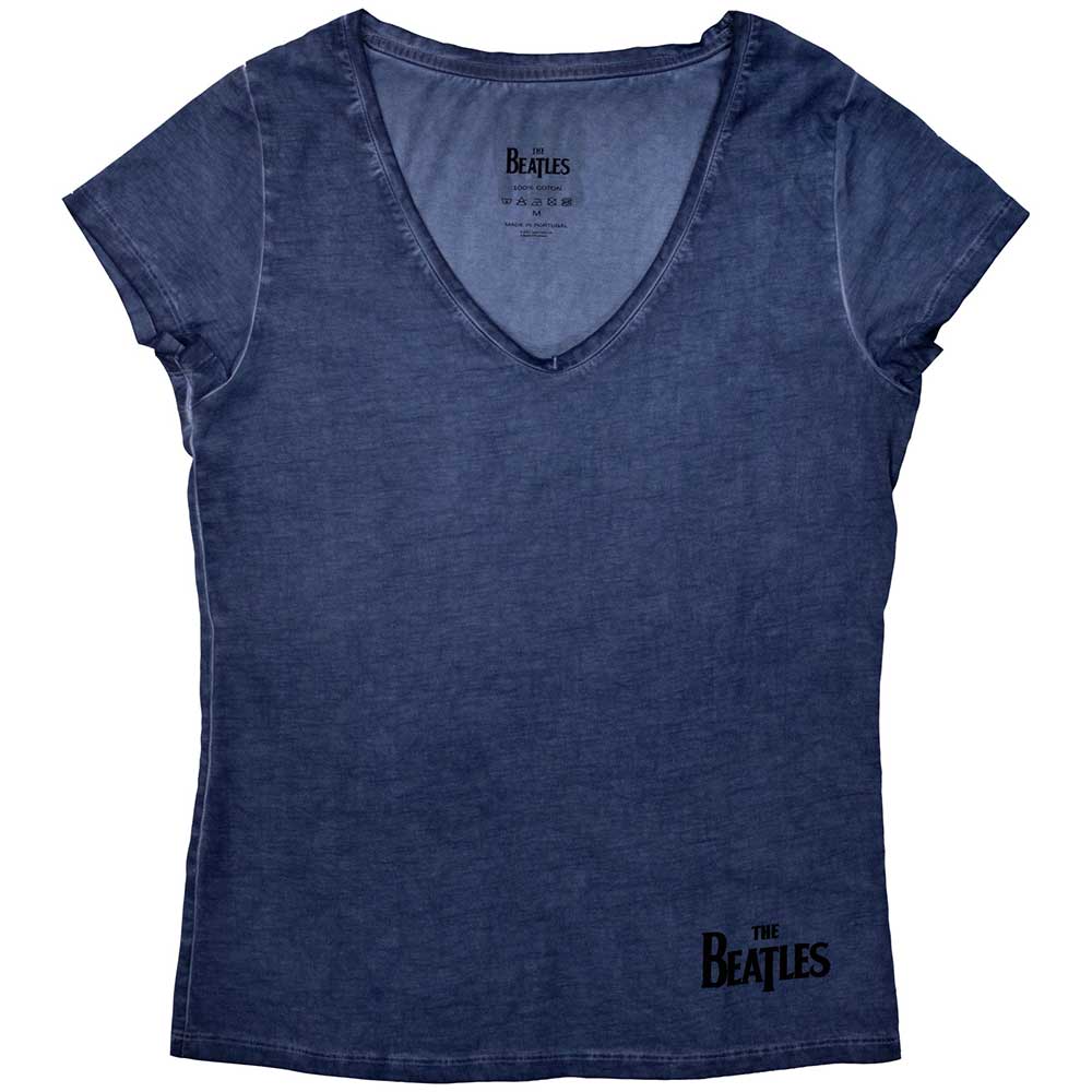 The Beatles Ladies T-Shirt Corner Logo - Indigo Blue