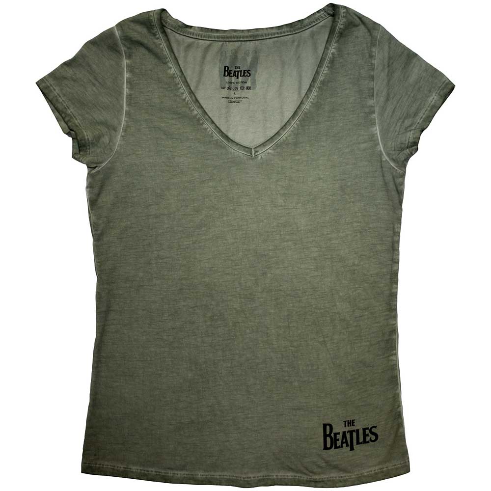 The Beatles Ladies T-Shirt Corner Logo - Green