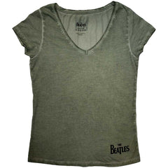 The Beatles Ladies T-Shirt Corner Logo - Green