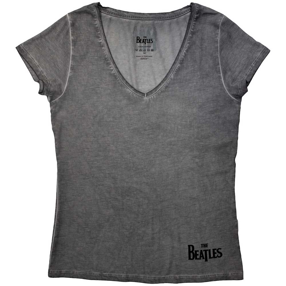 The Beatles Ladies T-Shirt Corner Logo - Grey