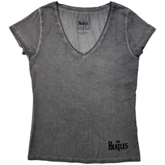 The Beatles Ladies T-Shirt Corner Logo - Grey