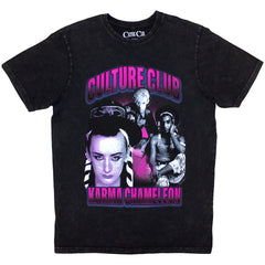 Boy George & Culture Club Unisex Stone Wash T-Shirt Karma Chameleon - Black