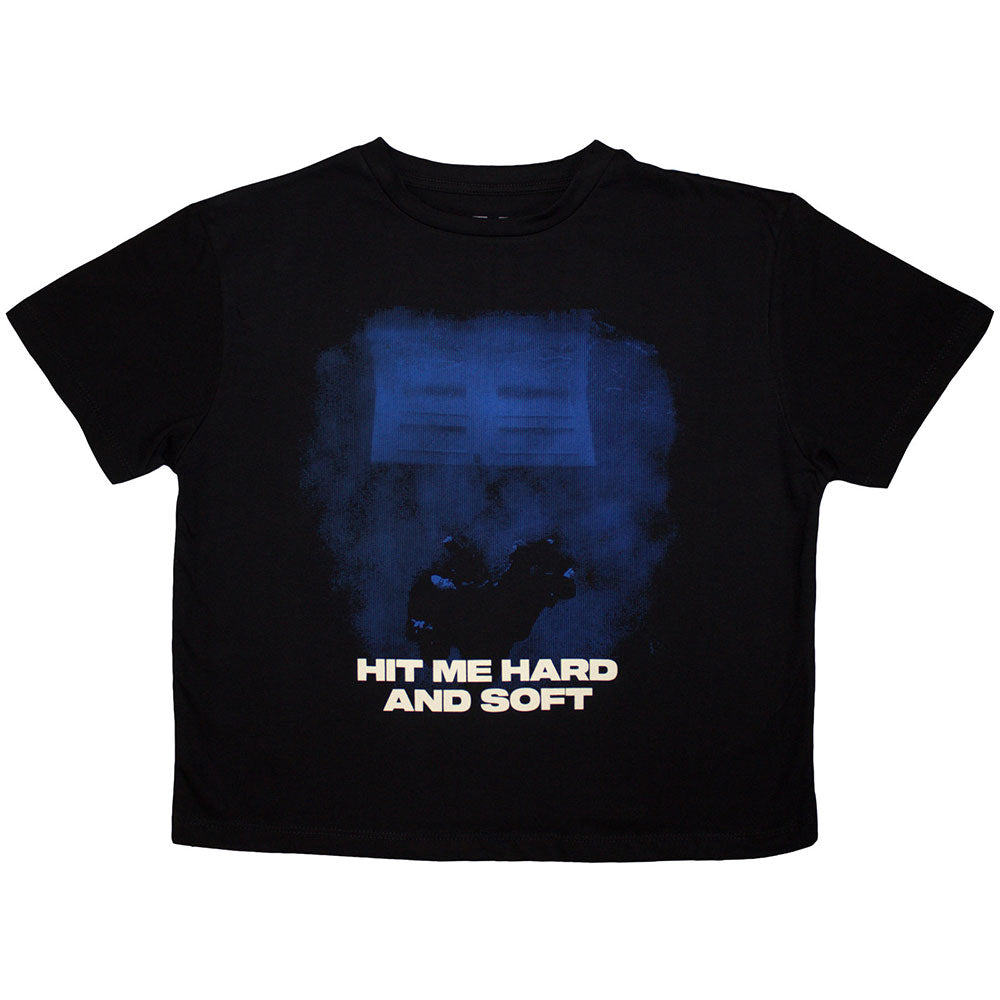 Billie Eilish Ladies Crop Top HMHAS Blue Lines - Black