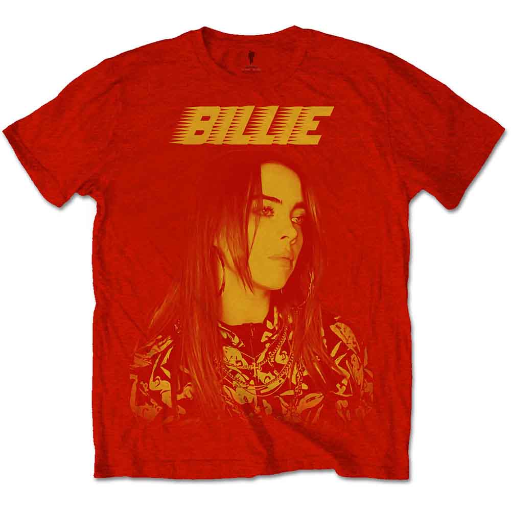 Billie Eilish Unisex T-Shirt Racer Logo Jumbo - Red