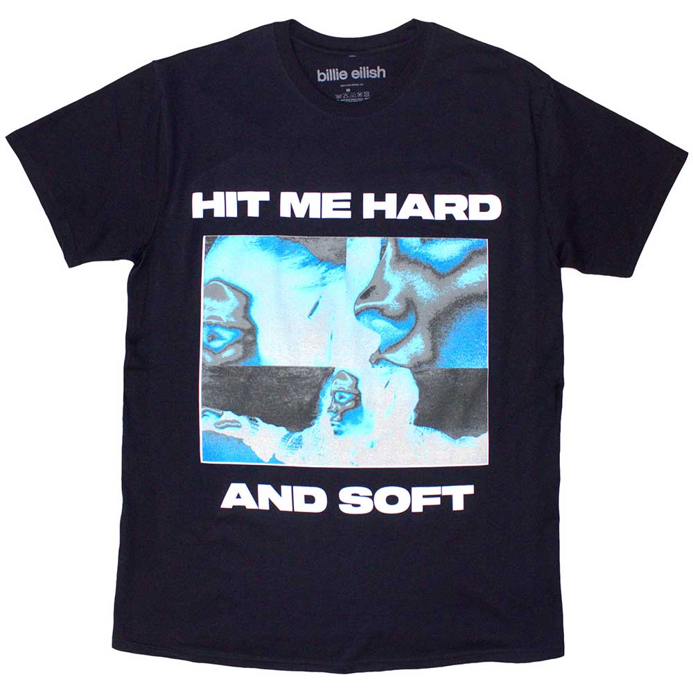 Billie Eilish Unisex T-Shirt Hit Me Hard And Soft Negative - Navy Blue