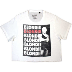 Blondie Ladies Crop Top Stacked Logo - White