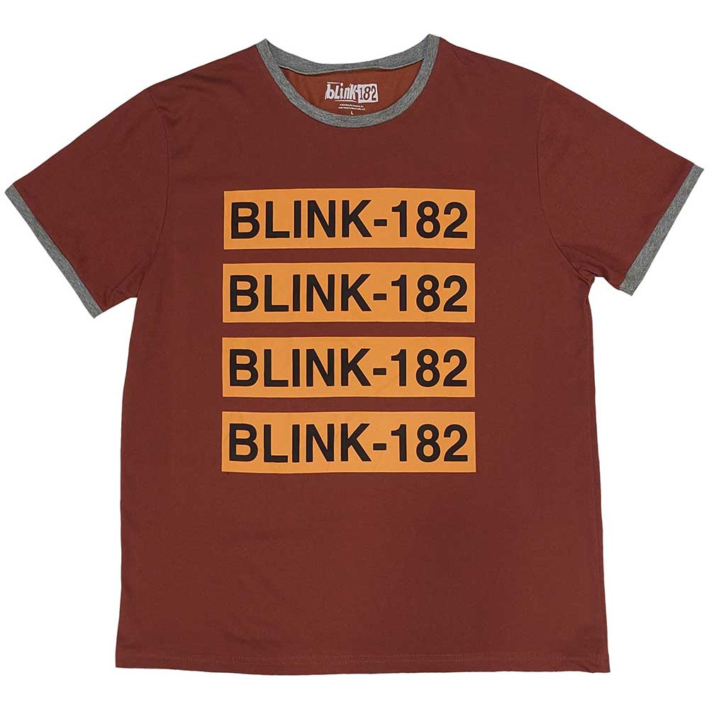 Blink-182 Unisex Ringer T-Shirt Logo Repeat - Red