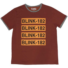 Blink-182 Unisex Ringer T-Shirt Logo Repeat - Red