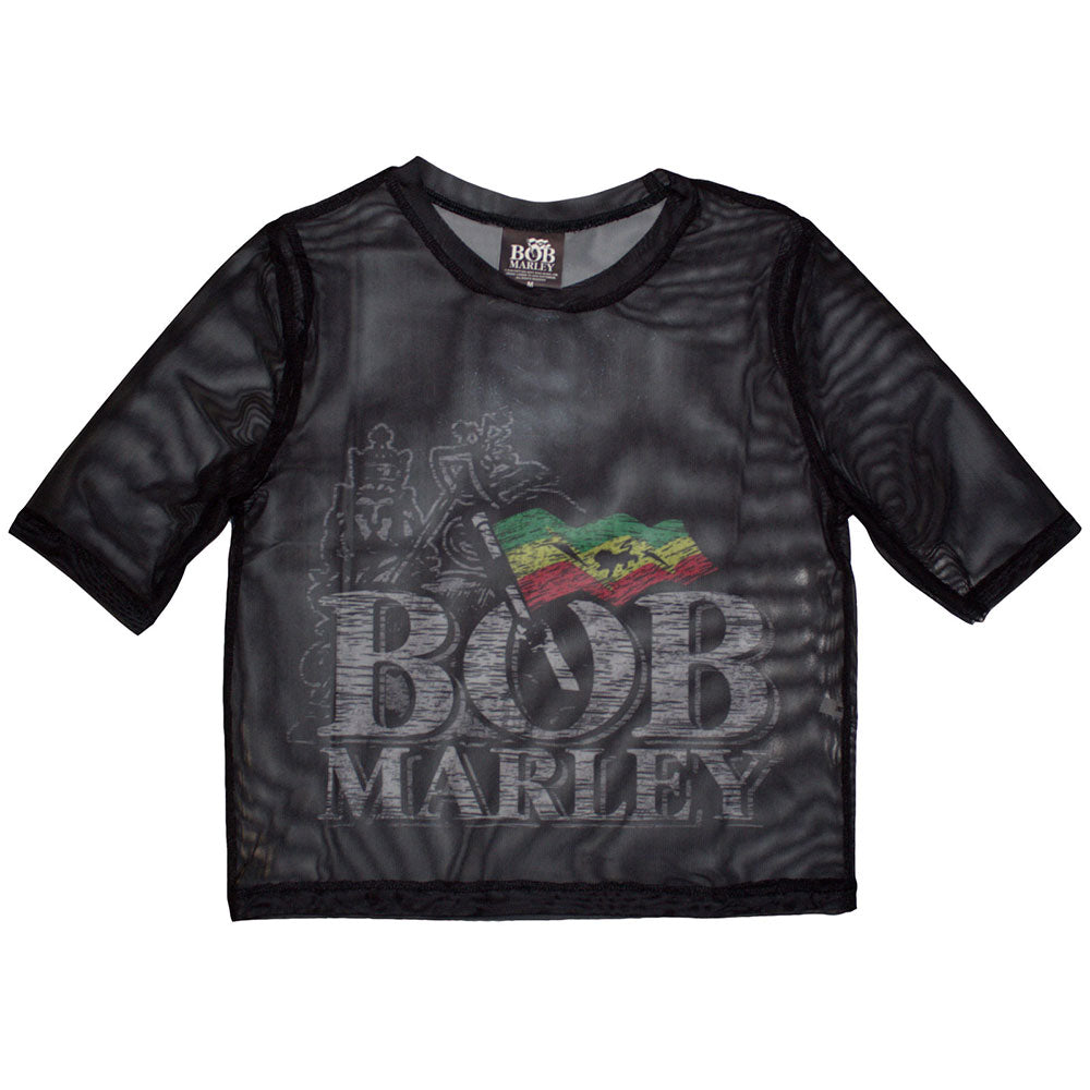 Bob Marley Ladies Crop Top Logo - Black
