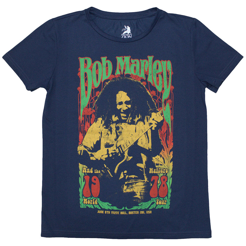 Bob Marley Ladies T-Shirt 1978 - Denim Blue