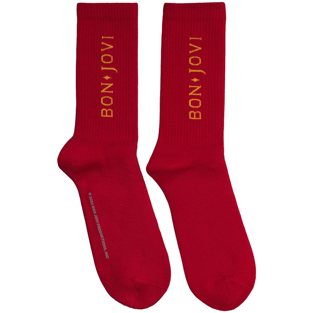 Bon Jovi Unisex Terry Socks Original Logo - Red