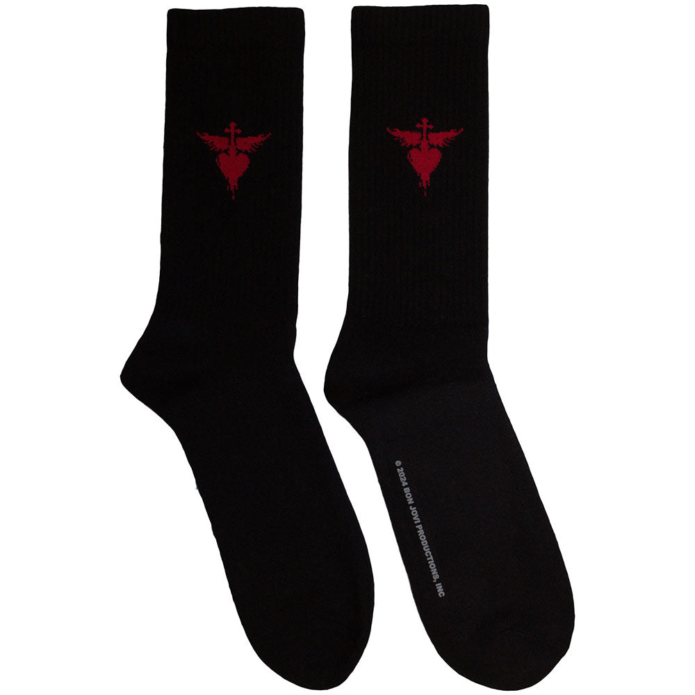 Bon Jovi Unisex Terry Socks Dagger Heart - Black