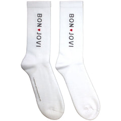 Bon Jovi Unisex Terry Socks Heart - White