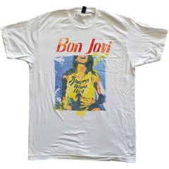 Bon Jovi Unisex T-Shirt Slippery When Wet Original Cover - White