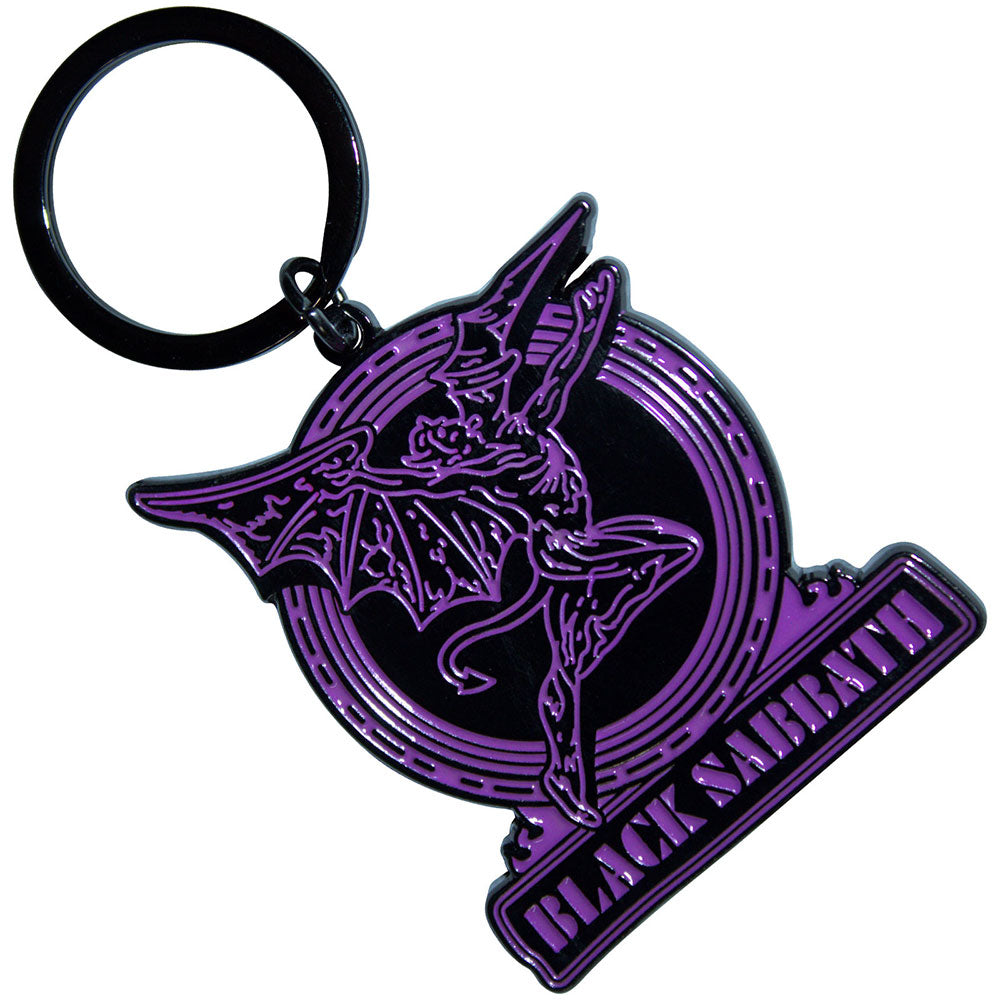 Black Sabbath Keychain Purple Text Logo & Daemon