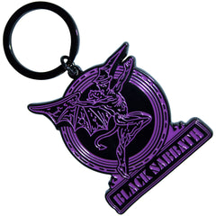 Black Sabbath Keychain Purple Text Logo & Daemon