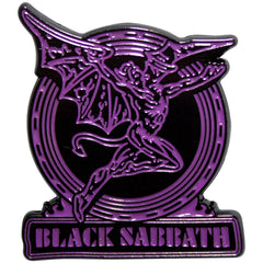 Black Sabbath Pin Badge Purple Text Logo & Daemon
