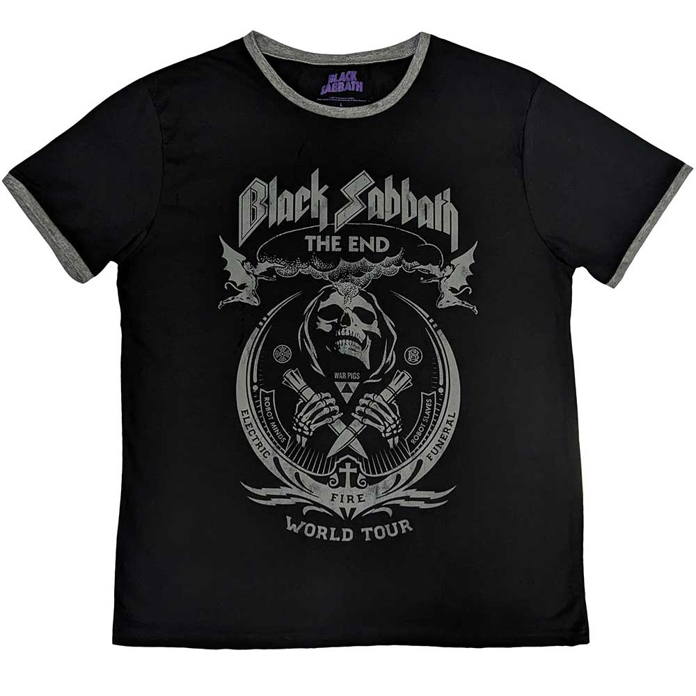 Black Sabbath Unisex Ringer T-Shirt The End Mushroom Cloud - Black