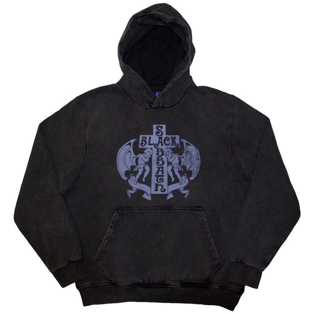 Black Sabbath Unisex Stone Wash Pullover Hoodie Angels - Charcoal Grey