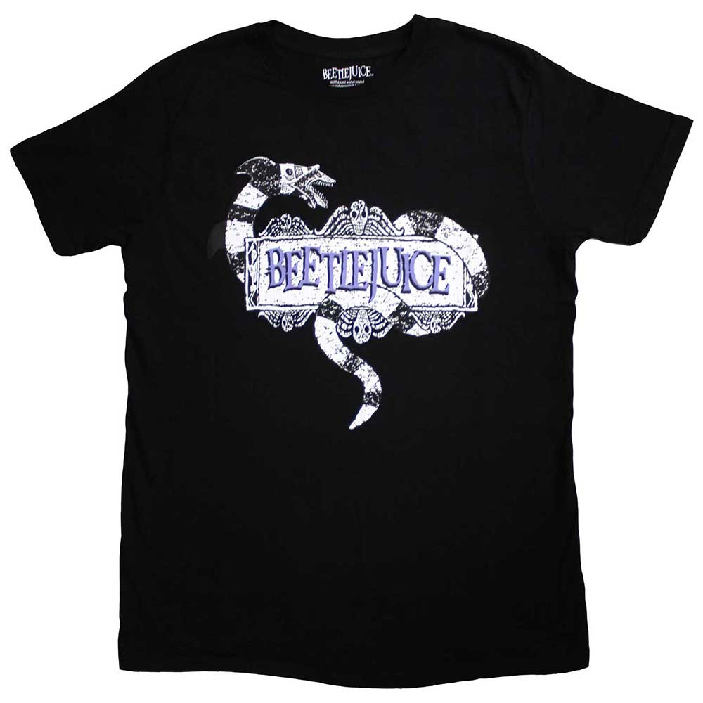 Beetlejuice Unisex T-Shirt Snake Badge - Black
