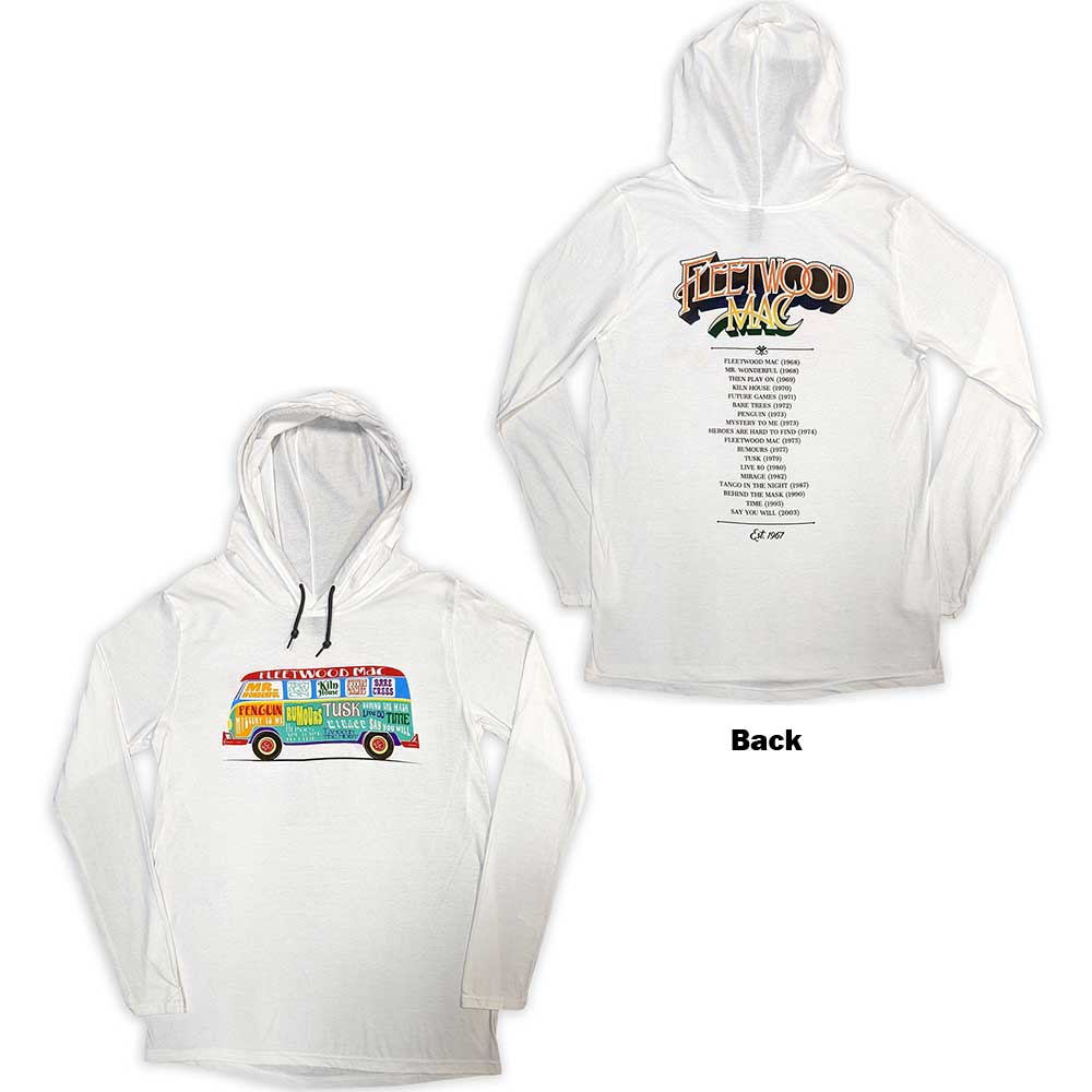 Fleetwood Mac Unisex Pullover Hoodie Albums Bus Lightweight - White