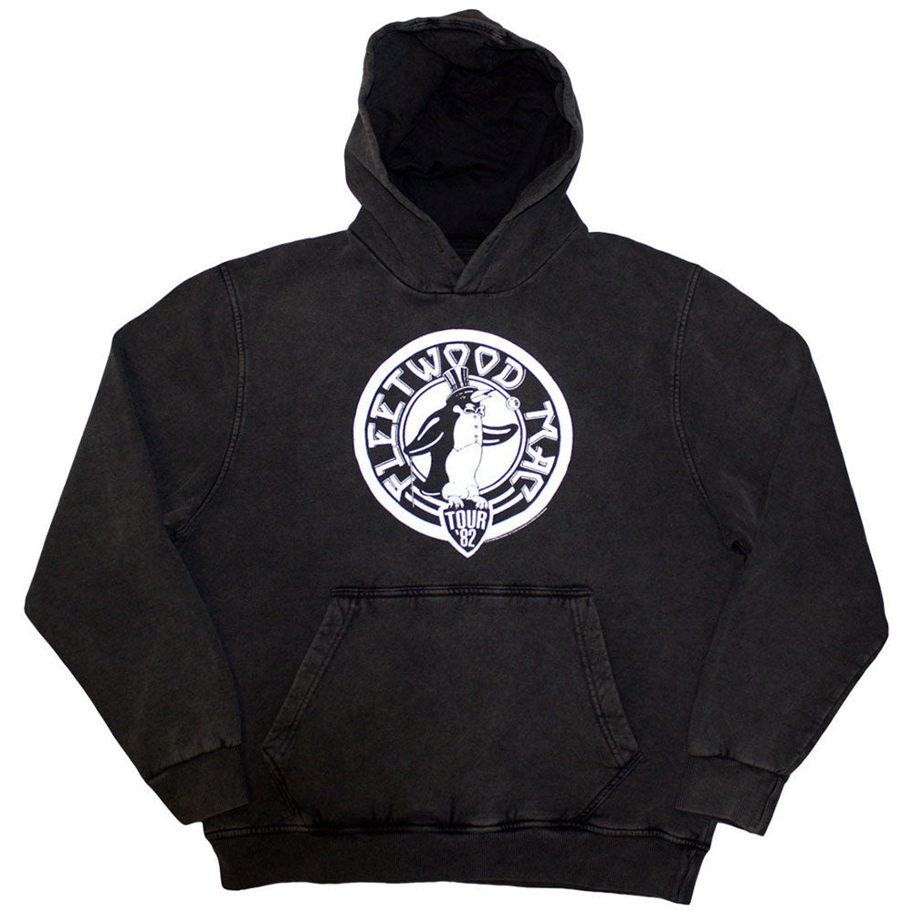 Fleetwood Mac Unisex Stone Wash Pullover Hoodie Tour '82 Penguin - Charcoal Grey