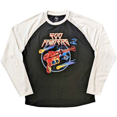 Foo Fighters Unisex Raglan T-Shirt Ray Gun - Black & White