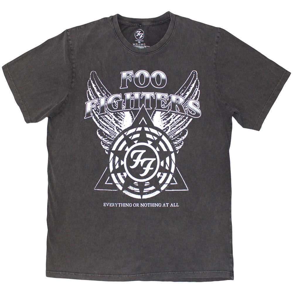 Foo Fighters Unisex Stone Wash T-Shirt EONAA Logo - Charcoal Grey