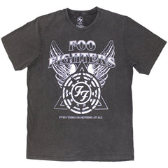 Foo Fighters Unisex Stone Wash T-Shirt EONAA Logo - Charcoal Grey