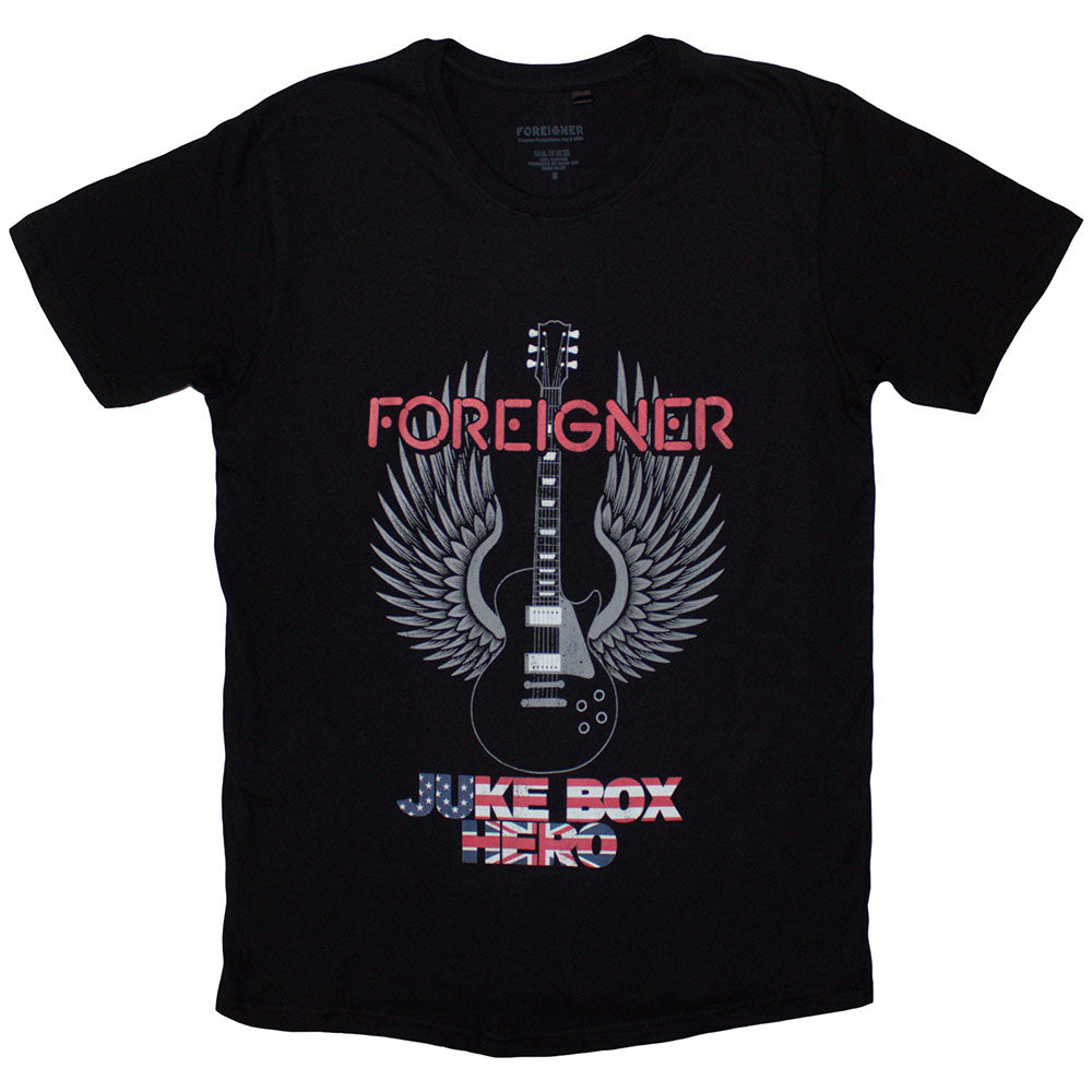 Foreigner Unisex T-Shirt Juke Box Hero - Black
