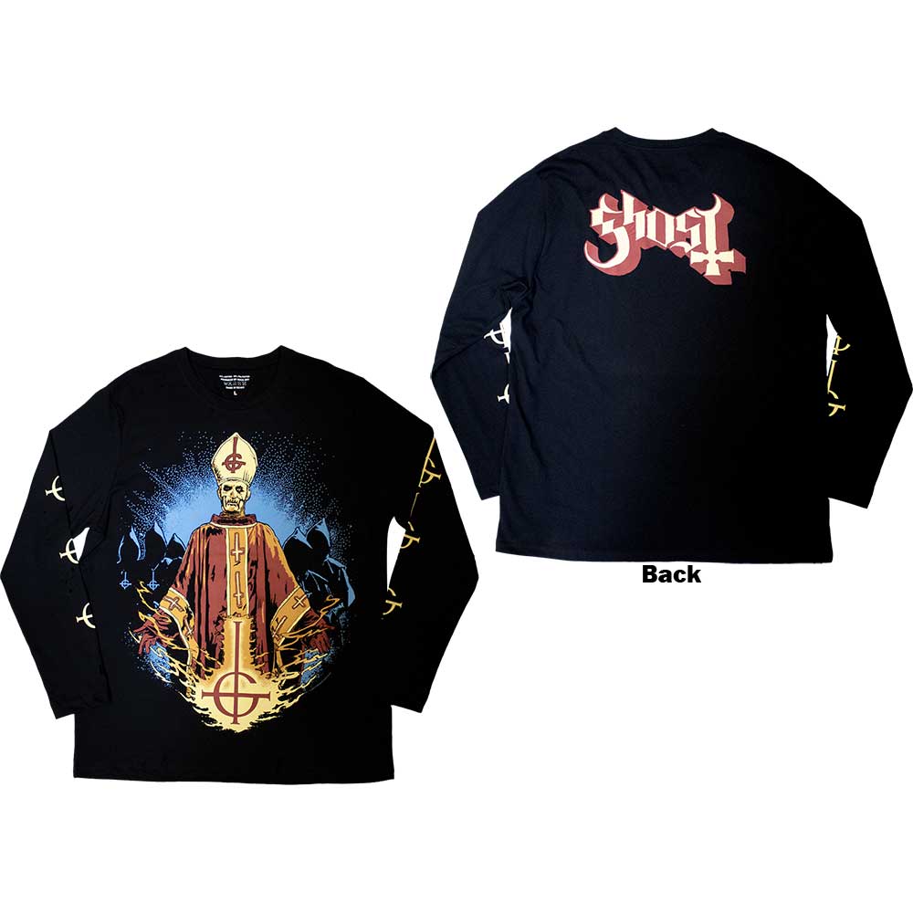 Ghost Unisex Long Sleeve T-Shirt Papa & Radient Ghouls - Black