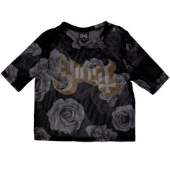 Ghost Ladies Crop Top Logo & Roses - Black