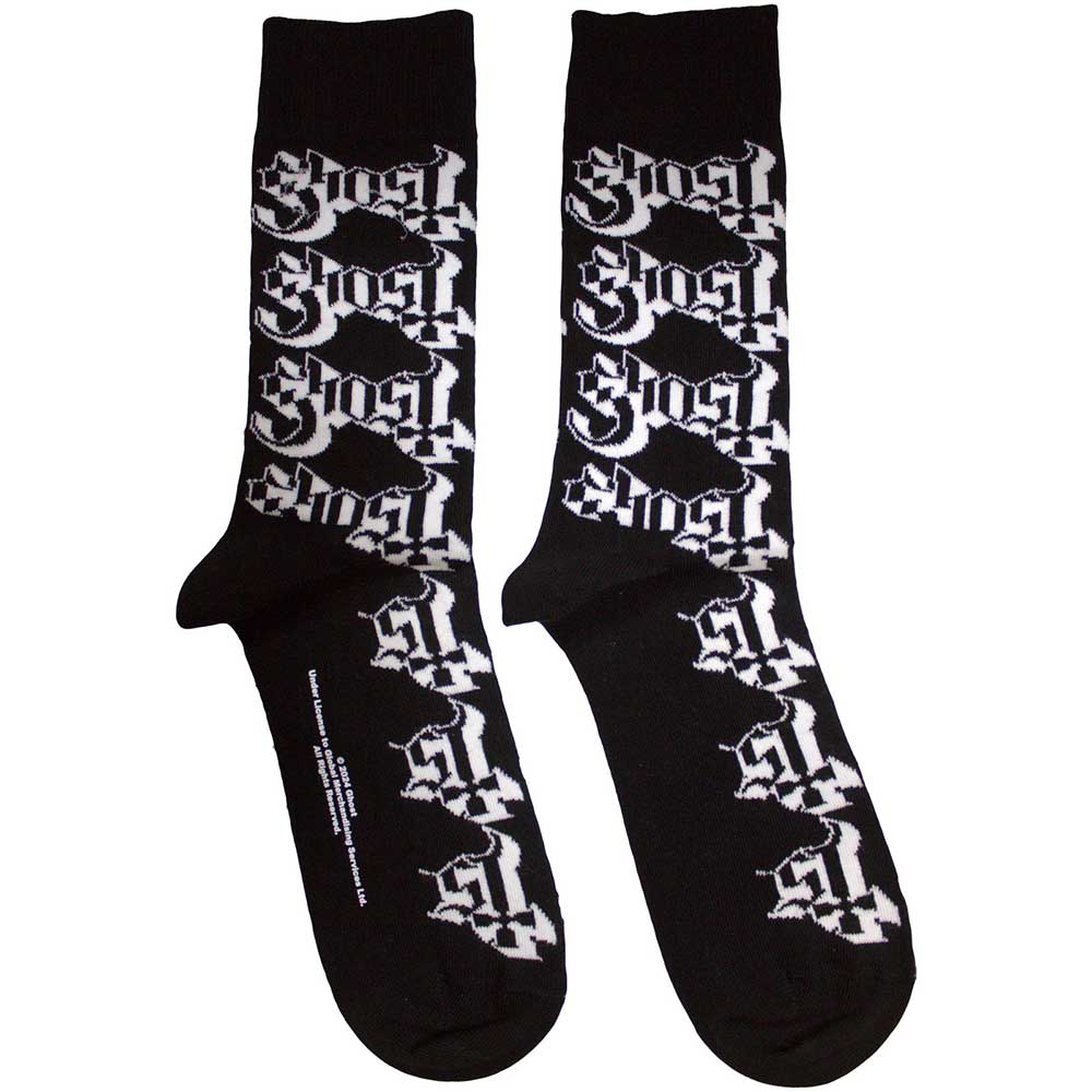 Ghost Unisex Ankle Socks Logo Pattern - Black