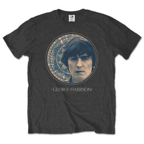 George Harrison Unisex T-Shirt Circular Portrait - Charcoal Grey