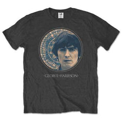 George Harrison Unisex T-Shirt Circular Portrait - Charcoal Grey