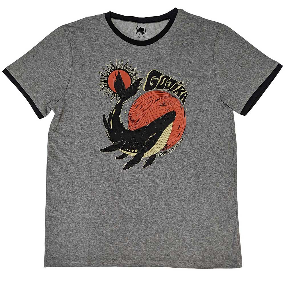 Gojira Unisex Ringer T-Shirt Whale - Grey