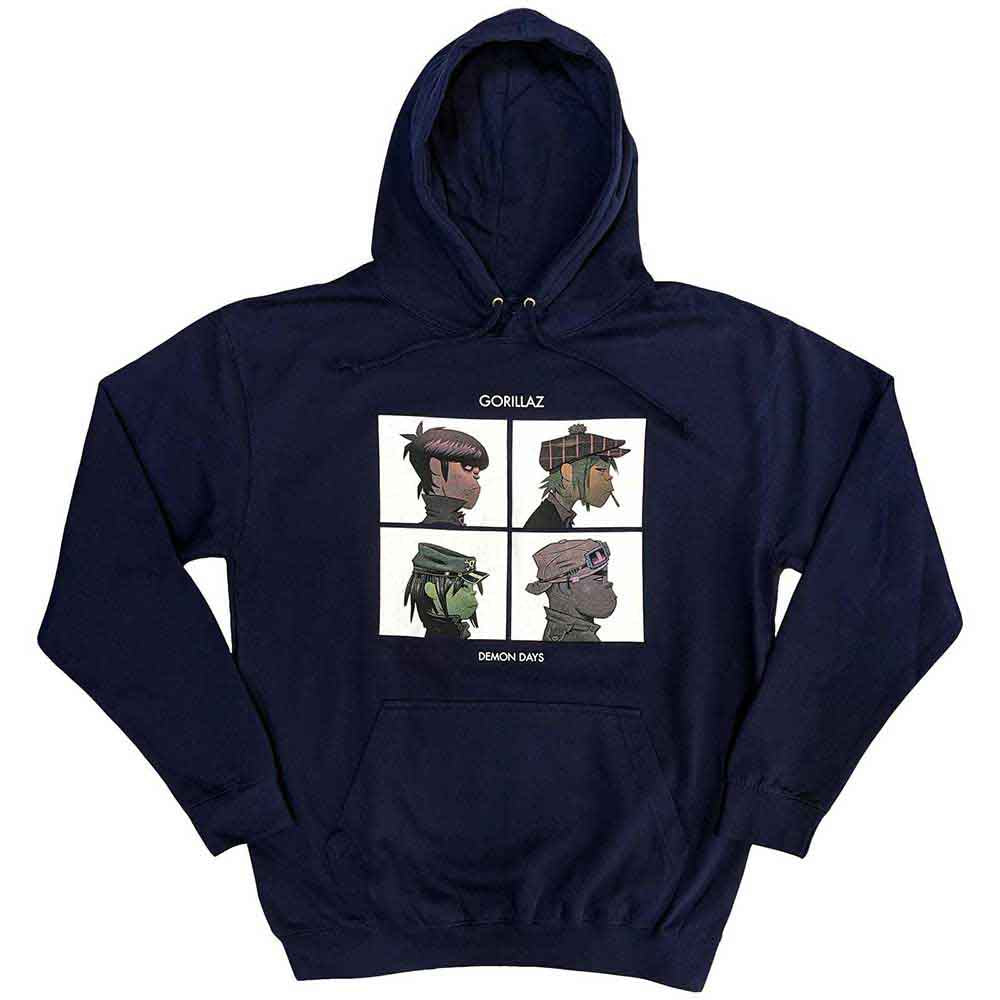 Gorillaz Unisex Pullover Hoodie Demon Days - Navy Blue
